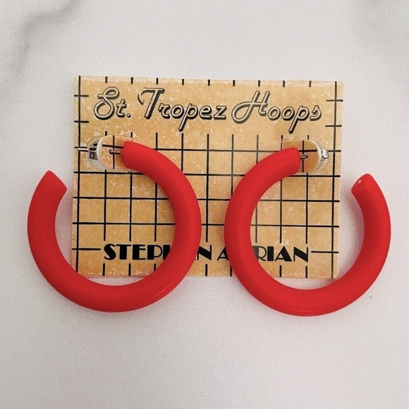 Vintage St. Tropez Hoops-Stephan Adrian Red Hoops- Deadstock - 1980’s - Picture 1 of 2